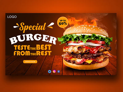 Delicious burger and food menu social media