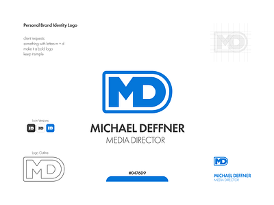 MD Lettermark Logo blue branding flat logo personal brand