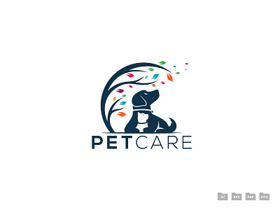 Pet Care Logo app branding cat logo creative pet design dog dog and cat dog logo game illustration logo pet pet care pet vecctor logo pets strong ui ux web