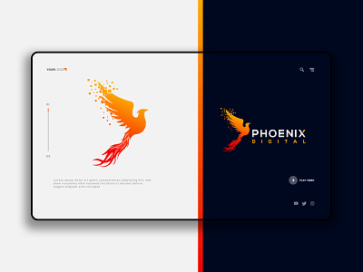 Phoenix Digital Logo app bird branding design digital digital bird fire bird game illustration logo phoenix phoenix bir phoenix logo phoenix vector logo strong ui ux web