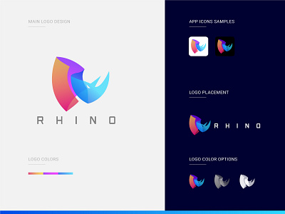 Rhino Logo abstract animation app branding colorful design game graphic design illustration logo rhino rhino logo rhino safari strong ui ux web zoo