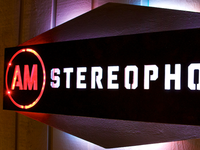AM Stereophonic Signage austin texas lighting metal recording studio signage