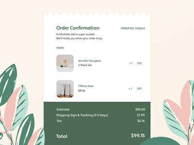 DailyUI 17: Receipt branding concept confirmation ecommerce illustration order screens shopping shopping app ui vector web webdesign website website design