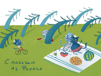 With love from Crimea cat children book children illustration illustraion illustration illustrator postcard procreateapp summer