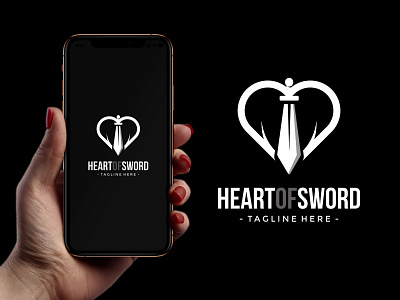 Heart of Sword Logo creative flat design logo design modern