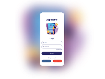 Login screen UI app design flat ui ux