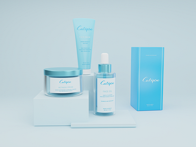 Calipso Skincare - Packaging 3d blender brand brand design branding calipso cosmetic design graphic design illustrator logo packaging skinncare