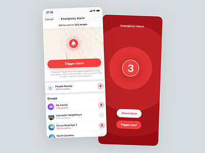 Emergency Alarm alarm app countdown ios iphone mobile ui ux