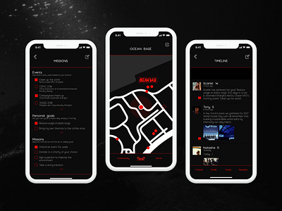 Ocean Preservation App app awareness behavior black contest dark design first shot graphic design habits map minimalist ocean product design red ui ui design ux ux design uxui design