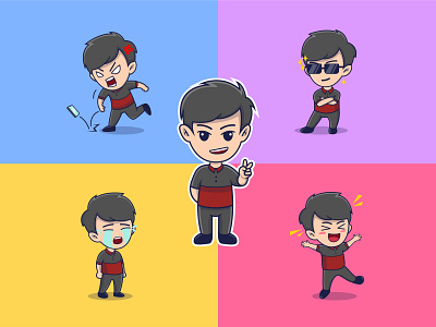 set of stickers cute boys free vector illustration animation branding design flat graphic design illustration logo motion graphics vector