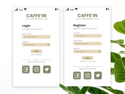 Sign up and sign in page for coffee booking apps