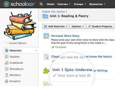 Self-Paced Learning design education learning schoology ui