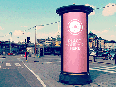 FREE PSD ROUNDED BILLBOARD MOCK UP