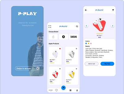 Wireless Headphone Shopping Application adobe illustrator adobe xd app colour scheme design designer icon login ui ux