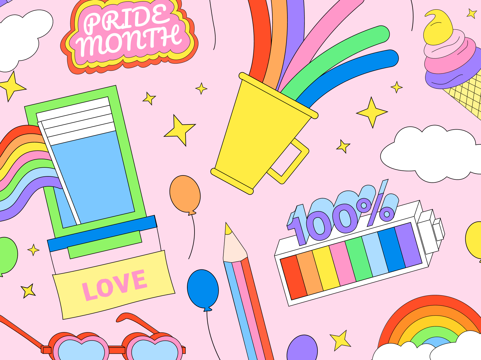 Prepare for Pride with Stickers free freebies illustration illustration design illustrations illustrations／ui illustrator system ui ux