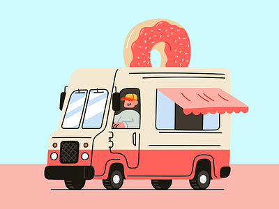Donut trucks and highway doodles branding design illustration illustration design illustrations illustrations／ui illustrator logo ui ux