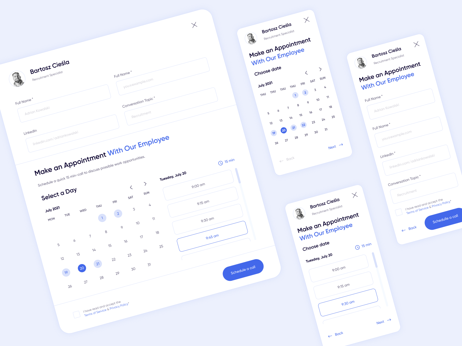 Schedule a call - ux ui interface by Jan Starzyk for Digital Colliers ...