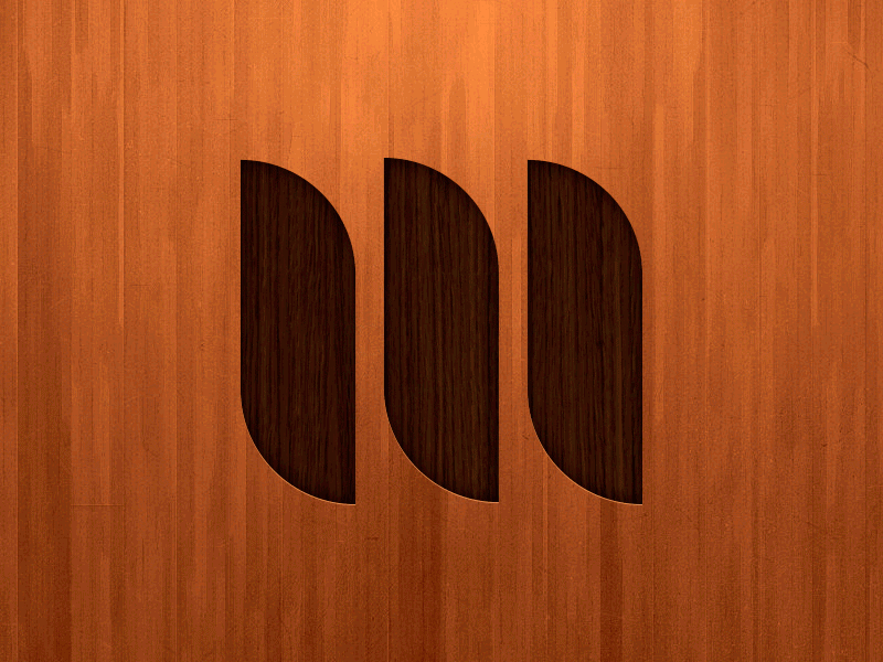 Logo - MM's Guitars golden logo wood