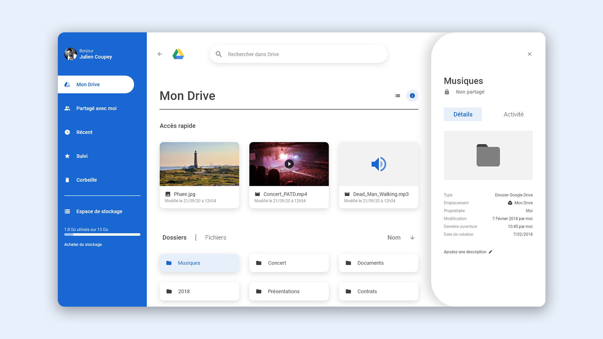 Redesign Google Drive by Julien Coupey on Dribbble
