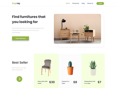 Landing Page for Furniture Store ecommerce ecommerce app ecommerce shop furniture green landing page store web design website ecommerce