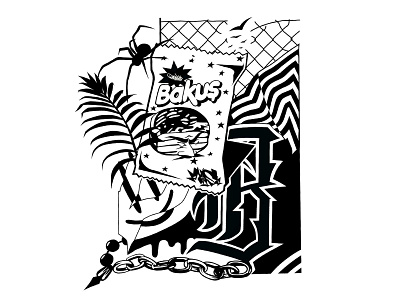 "Bakush" abstract artwork bakush chain character character design characterdesign design digital digitalart drawing illustration lettering art letters ograshik spider tattoo tattooart