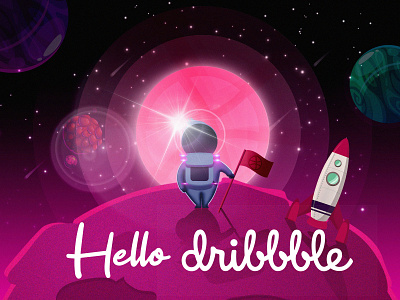 Hello Dribbble! debut design hello dribbble illustration invite design