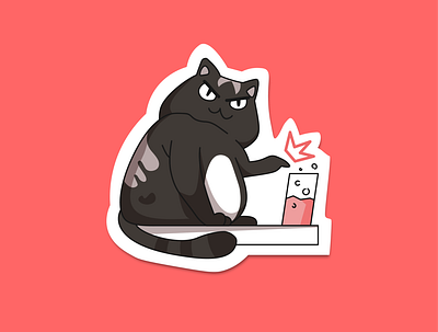 Teddi "The Evil" animal art cat character design emote flat illustration label pose sticker symbol