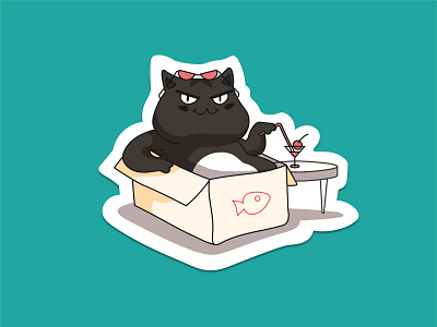 Teddi "The Evil" - Chill mode activated! art box cat character chill cool design glasses illustration kitty logo sticker vector