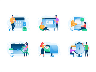 Illustrations for Shiftbase company art branding character concept design flat graphic design human icons illustration picture time trakning ui vector