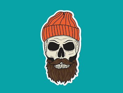 Hipster Skull 01 beanie beard design halloween illustration skull spooky sticker vector