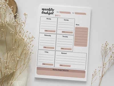 Weekly budget planner branding design graphic design typography