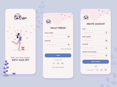 Daily UI #001 | Yippee - Pets Adoption Sign Up Concept 001 app daily 100 challenge daily ui dailyui dailyuichallenge minimal ui