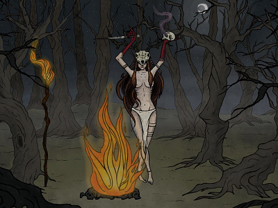 The wild dark forest witch character design comic art dark fantasy art illustration witch