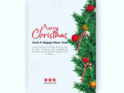 Merry christmas and happy new year poster design template add banner branding christmas design flyers gr illustration logo poster social media design xmas