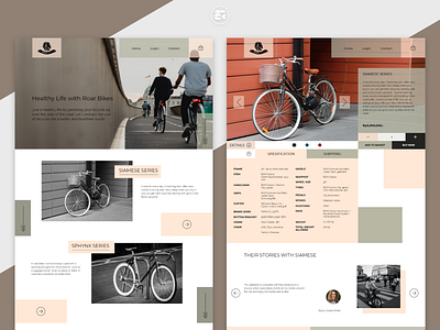 Roar Bikes - Website Design bicycle shop design ecommerce homepage minimal product product page ui web