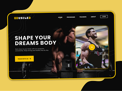 MUSCLED - Fitness Club Landing Page black dark design fitness club landing landingpage page ui web design website yellow