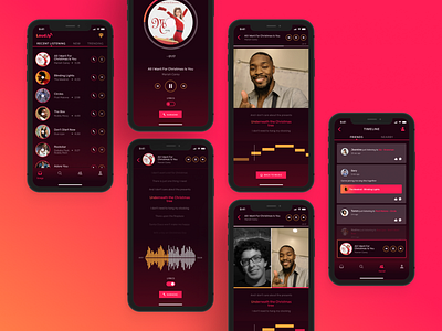 Loud.ly Music Streaming & Karaoke Apps android app apps dailyui dark design figma gradient inspiration interface ios karaoke minimal mobile music red sing ui uidesign ux