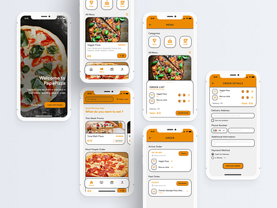 Pizza Shop Delivery App android apps challenge clean dailyui delivery design figma food inspiration interface ios minimal mobile orange order pizza shop ui ux