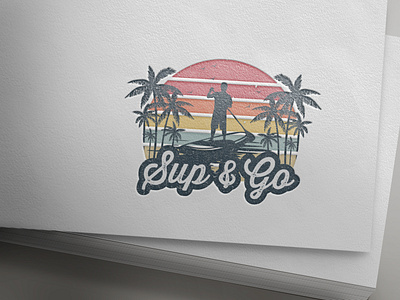 Sup & Go Vintage Style Paddle Surf Logo Design