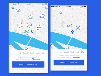 BeepBeep Map — Package delivery app car clean delivery dropoff filter goal map package truck ui ux vehicle
