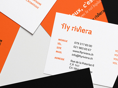 Fly Riviera — Paragliding flights business cards brand branding business card fly logo new logo paragliding flights swiss