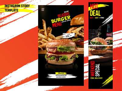 Instagram story template adobe illustrator banner branding burger design food illustrator instagram story logo minimal template ui website