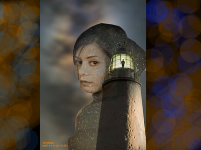 Woman and Lighthouse double exposure double exposure photoshop gilan iran lighthouse picture rasht stars tehran woman