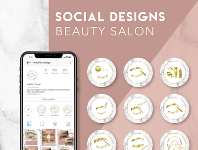 Social Designs Beauty Salon beauty beauty icons gold highlights instagram highlights instagram post marble marmer pink salon