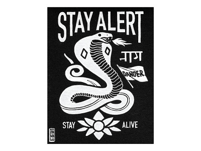 Stay Alert caution cobra danger hand india indian ink lotus pen sharpie snake