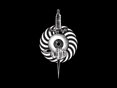 Eye Swirl art black collage gothic line occult punk white xerox