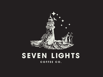 Seven Lights Coffee Co. 1 black black and white constellation cult freehand gothic illustration line nautical occult sea sharpie white