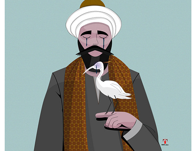 lost his friend art character characterdesign design egret bird egyption farmer farmer graphic design illustration lost