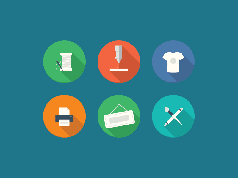 Print icons flat icons illustrator