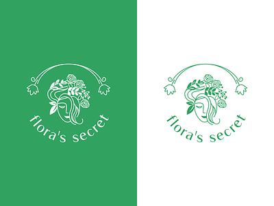 Flora's Secret boutique branding design elegant feminine floral flower flowers green illustration lady logo logotype vector woman